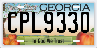 GA license plate CPL9330