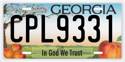 GA license plate CPL9331