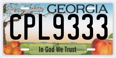 GA license plate CPL9333