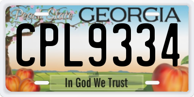 GA license plate CPL9334