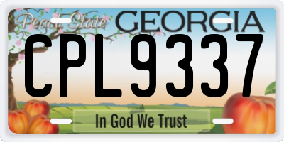 GA license plate CPL9337