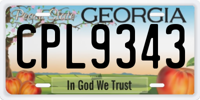 GA license plate CPL9343