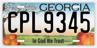 GA license plate CPL9345
