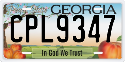 GA license plate CPL9347