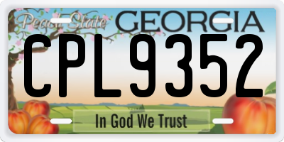 GA license plate CPL9352