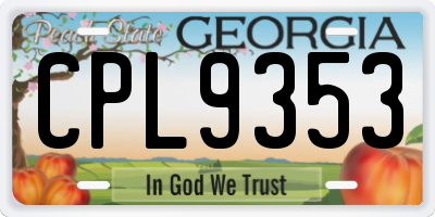 GA license plate CPL9353