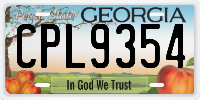 GA license plate CPL9354