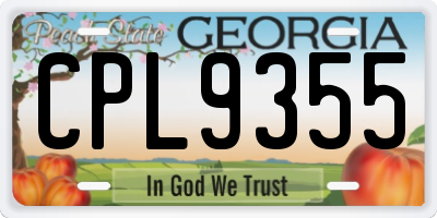 GA license plate CPL9355