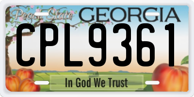 GA license plate CPL9361