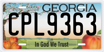 GA license plate CPL9363