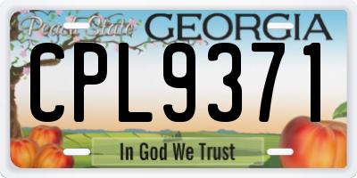 GA license plate CPL9371