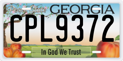 GA license plate CPL9372