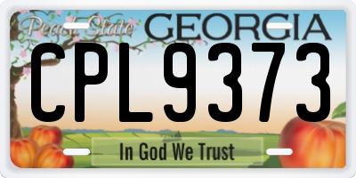 GA license plate CPL9373