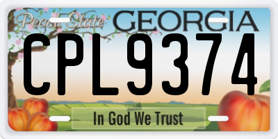 GA license plate CPL9374