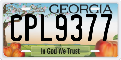 GA license plate CPL9377