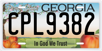 GA license plate CPL9382