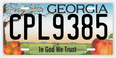 GA license plate CPL9385