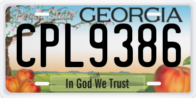 GA license plate CPL9386