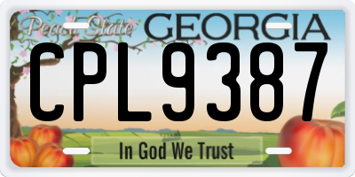 GA license plate CPL9387
