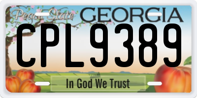 GA license plate CPL9389