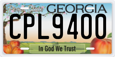 GA license plate CPL9400
