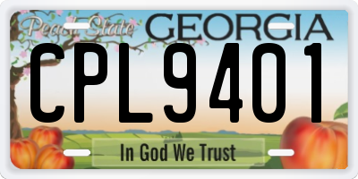 GA license plate CPL9401
