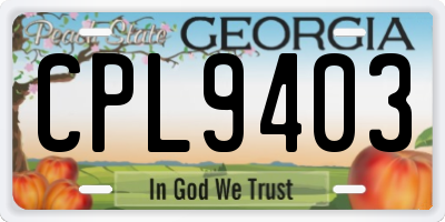 GA license plate CPL9403