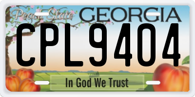 GA license plate CPL9404