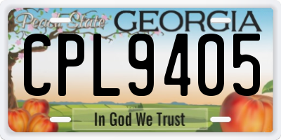 GA license plate CPL9405