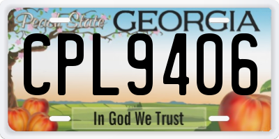GA license plate CPL9406