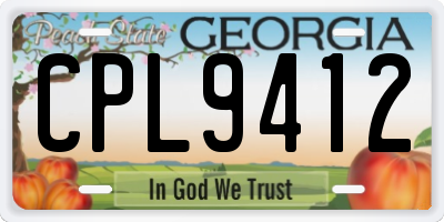 GA license plate CPL9412