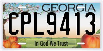 GA license plate CPL9413