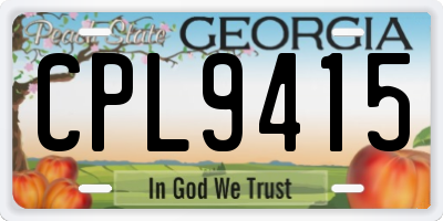 GA license plate CPL9415