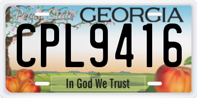 GA license plate CPL9416