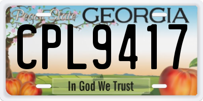 GA license plate CPL9417