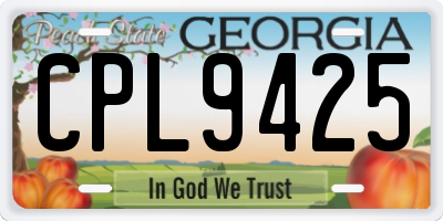 GA license plate CPL9425