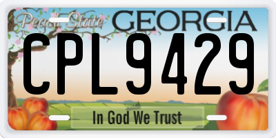 GA license plate CPL9429