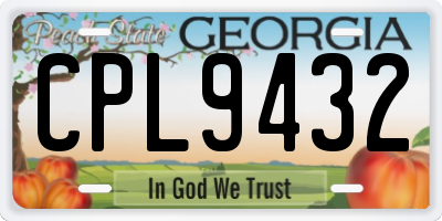 GA license plate CPL9432