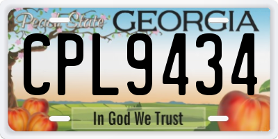 GA license plate CPL9434
