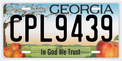 GA license plate CPL9439