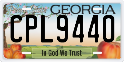 GA license plate CPL9440