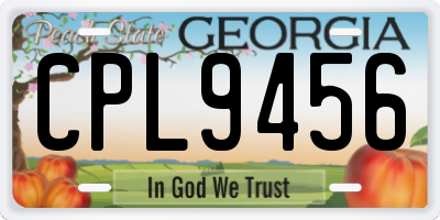 GA license plate CPL9456