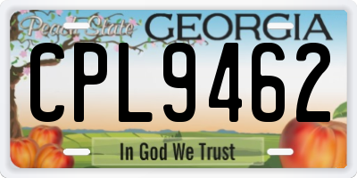 GA license plate CPL9462