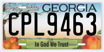 GA license plate CPL9463