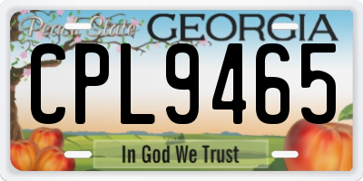 GA license plate CPL9465