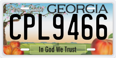 GA license plate CPL9466