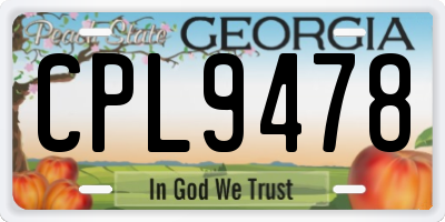 GA license plate CPL9478