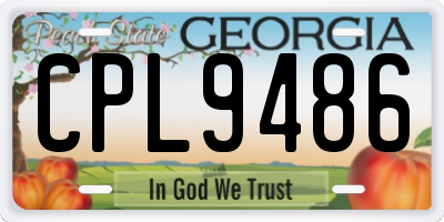 GA license plate CPL9486