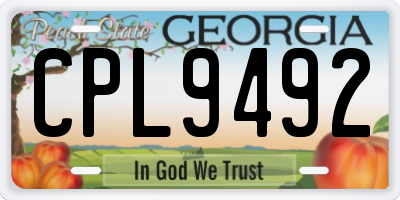 GA license plate CPL9492