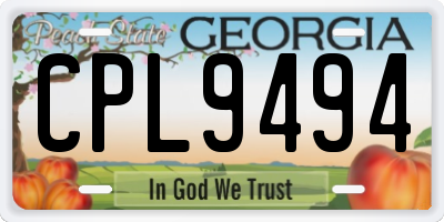 GA license plate CPL9494